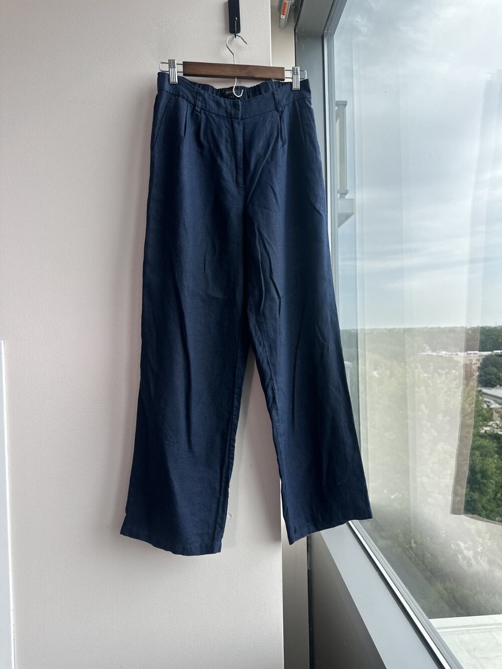 Quince 100% European Linen Deep Navy Relaxed Wide Leg Pants Sz 4